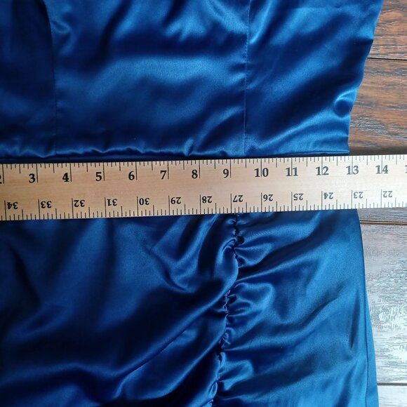 B. Darlin Mini Dress Women 5/6 Satin Blue Ruched Ruffle Party Cocktail Going Out - Picture 10 of 10